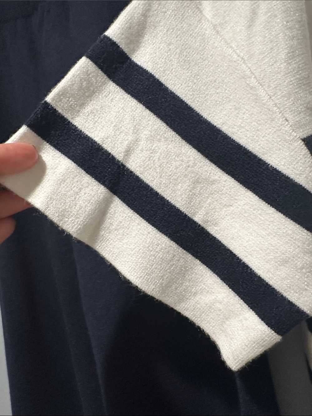 Sincerely Jules Navy Wide-Leg Pants with Cream & Navy Striped Top - Picture 4 of 8